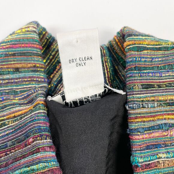 VTG Tantrums Collection Metallic Jacket Womens Small Silk Blend Textured Rainbow - Picture 7 of 9